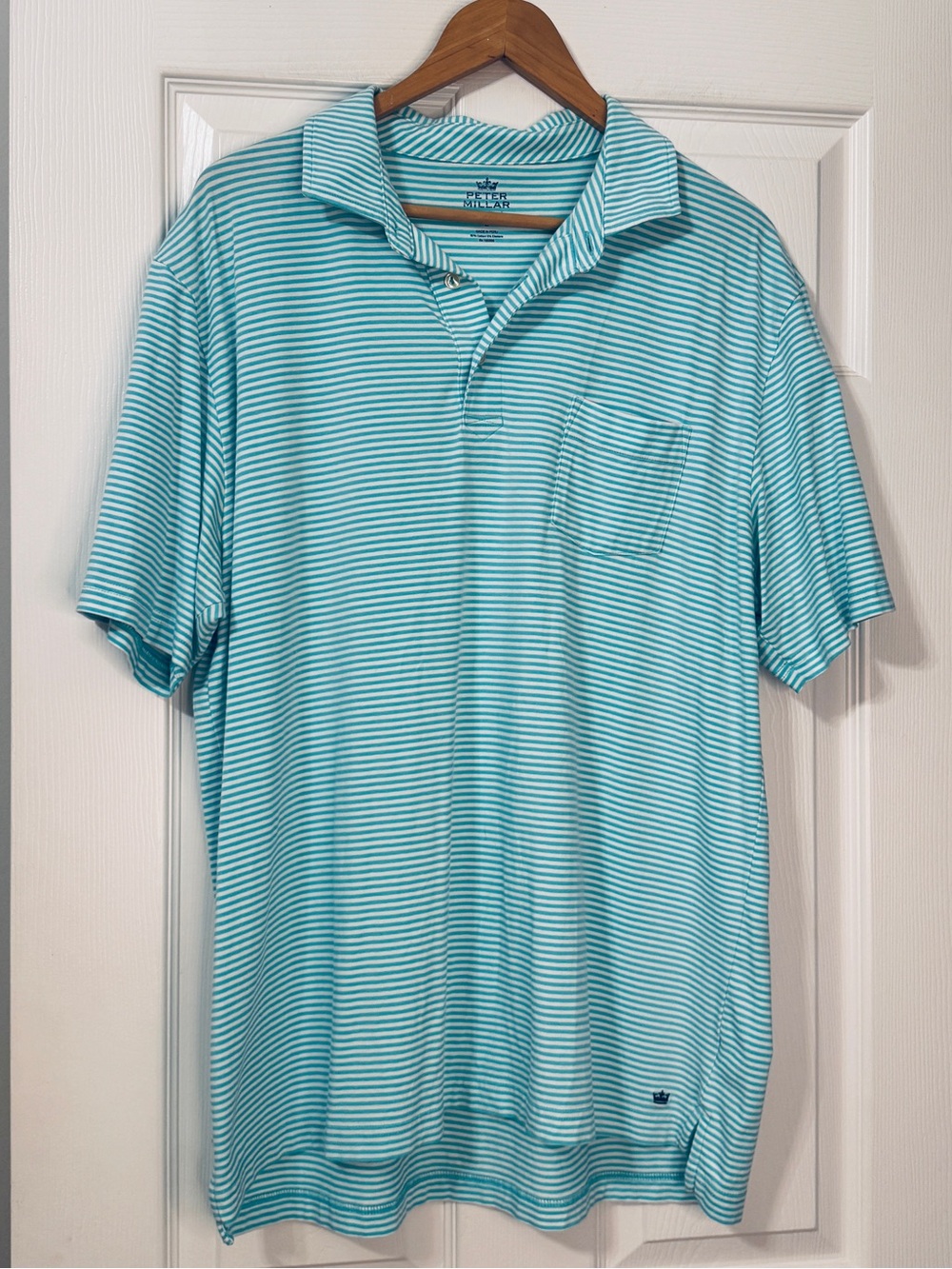 Peter Millar Seaside Wash Stripped Polo Size XL...Made In Peru